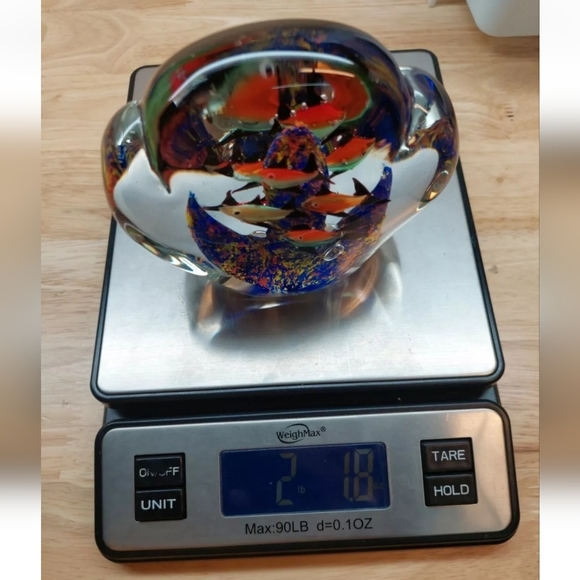 Murano? Vintage Art Glass Tropical Fish Paperweight 4.5x4.25 - Picture 6 of 8